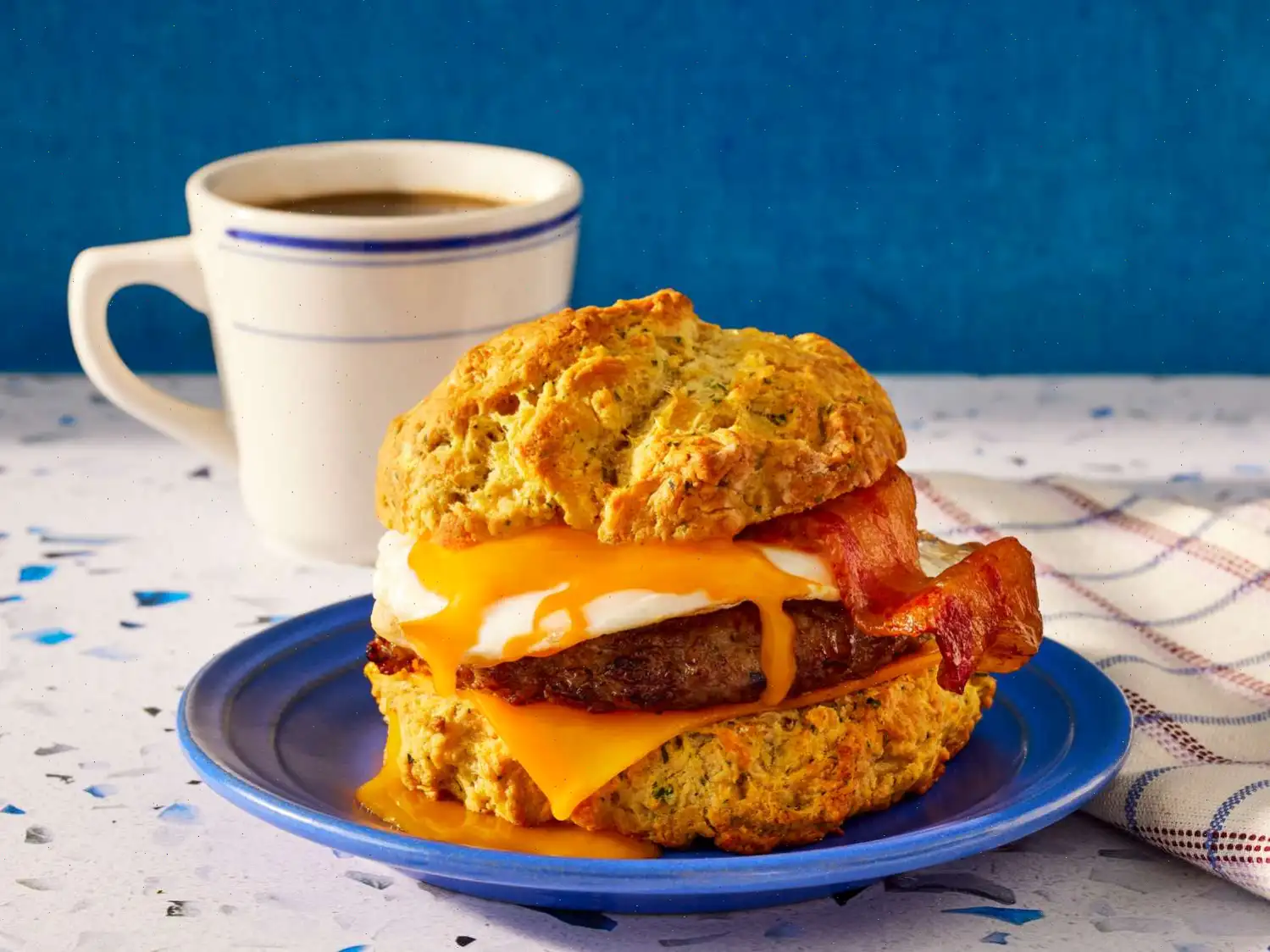 Super Meat Lovers Cheddar Biscuit Breakfast Sandwich Recipe