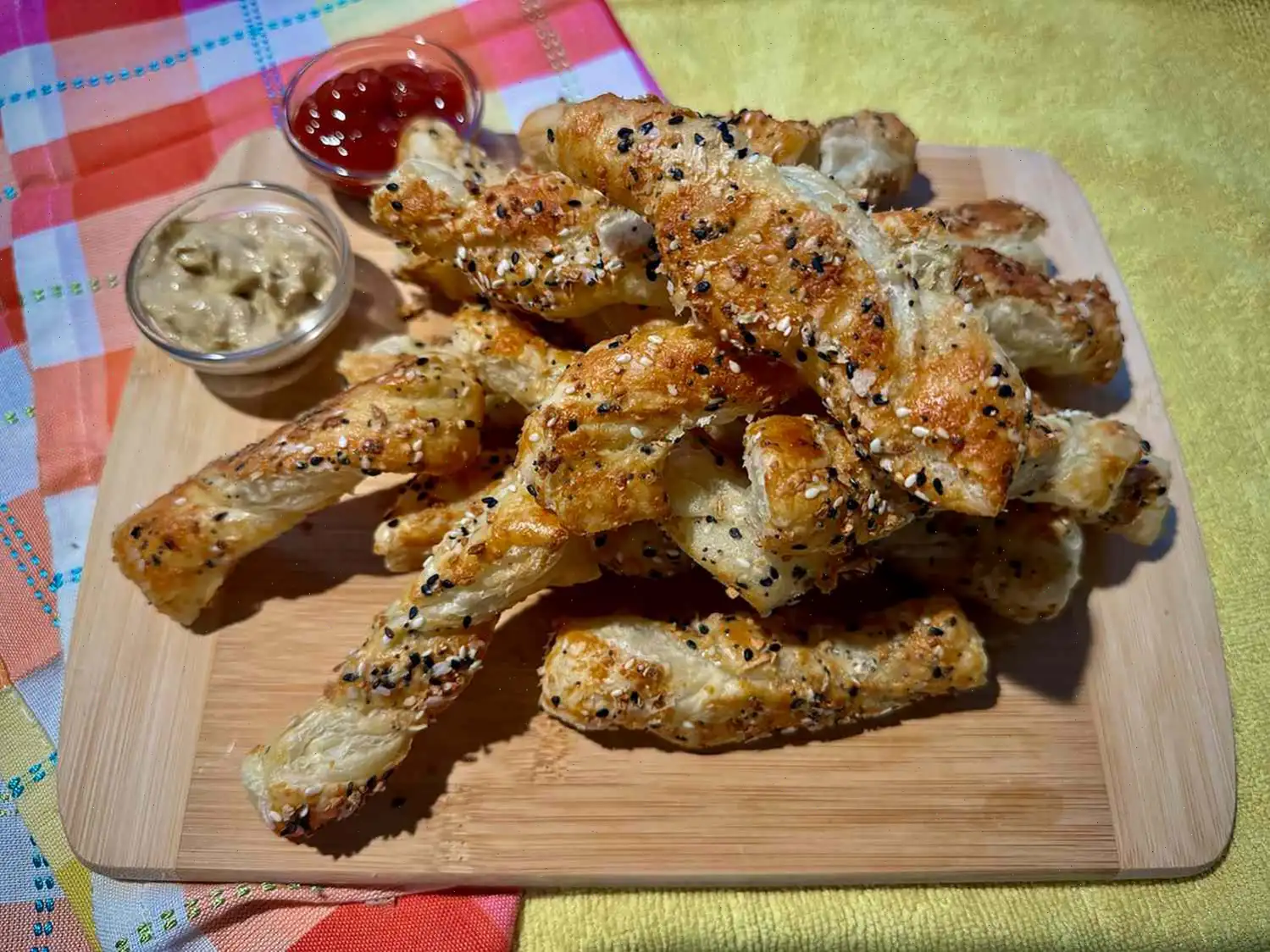 Savory Puff Pastry Twists with Parmesan and Everything Seasoning Recipe