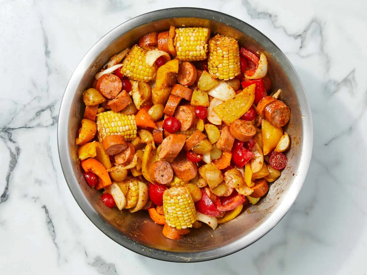 Sheet Pan Shrimp and Sausage Bake Recipe