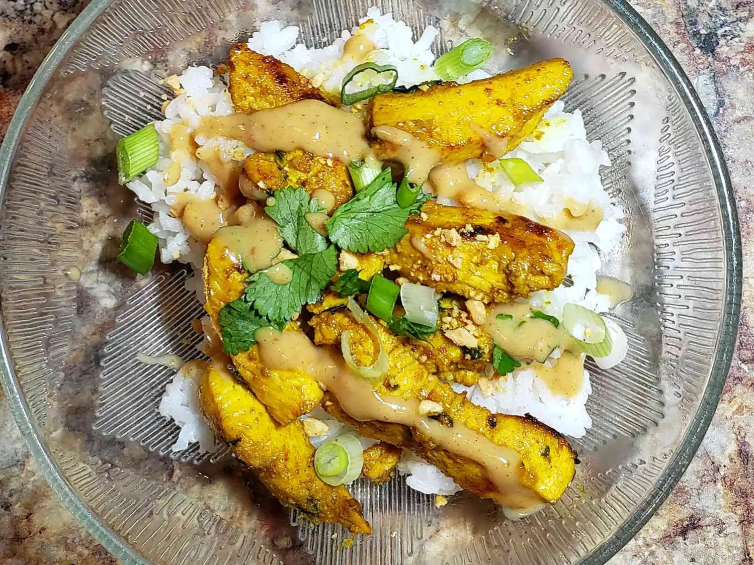 Chicken Satay Bowls with Spicy Peanut Sauce Recipe