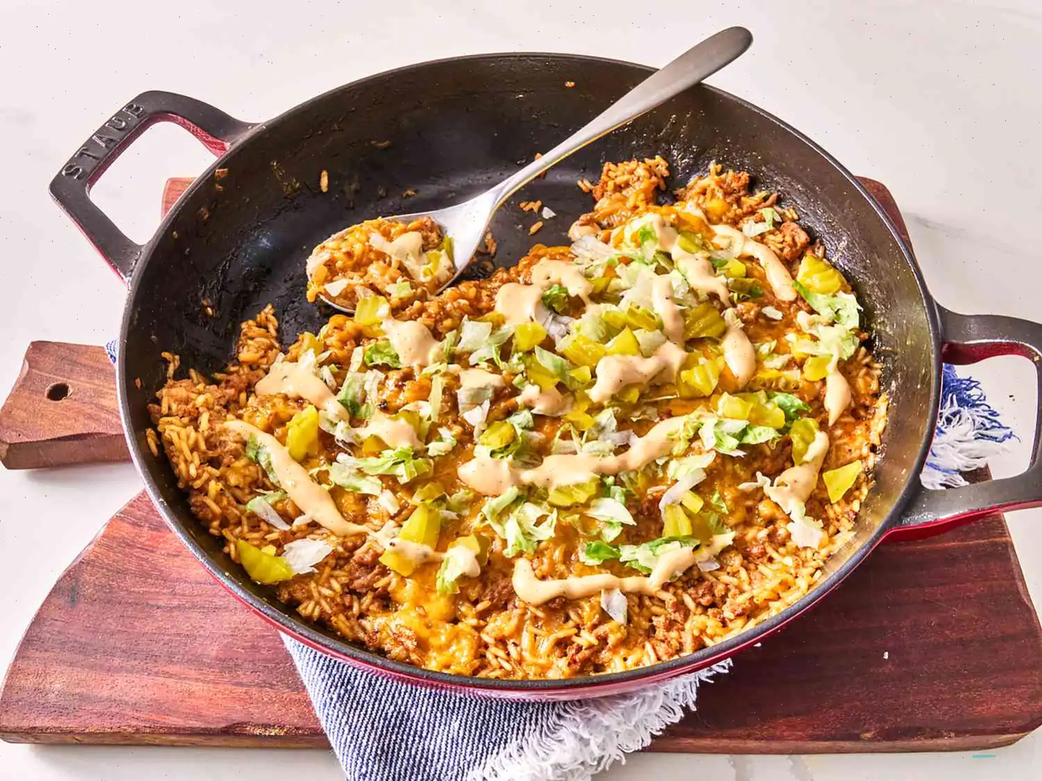 One-Pan Cheeseburger Rice Recipe