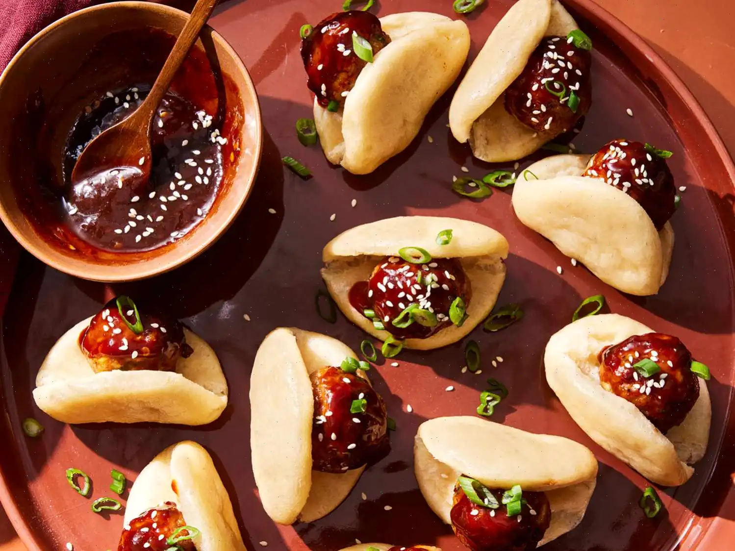 Pork and Apple Meatballs in Bao-Style Buns Recipe