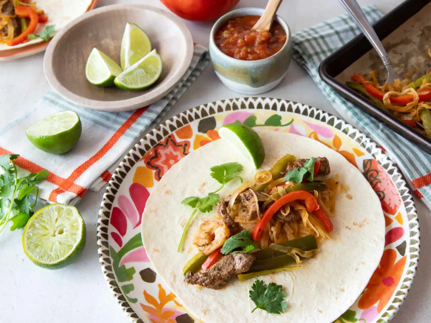 Sheet Pan Steak and Shrimp Fajitas Recipe