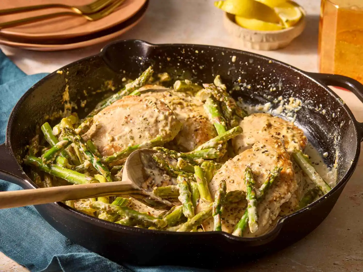 One Pan Lemon Chicken and Asparagus Recipe