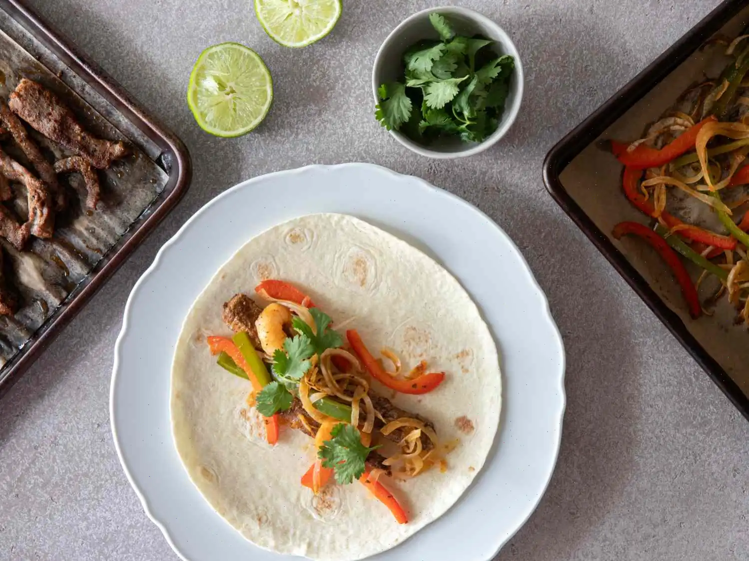 Sheet Pan Steak and Shrimp Fajitas Recipe