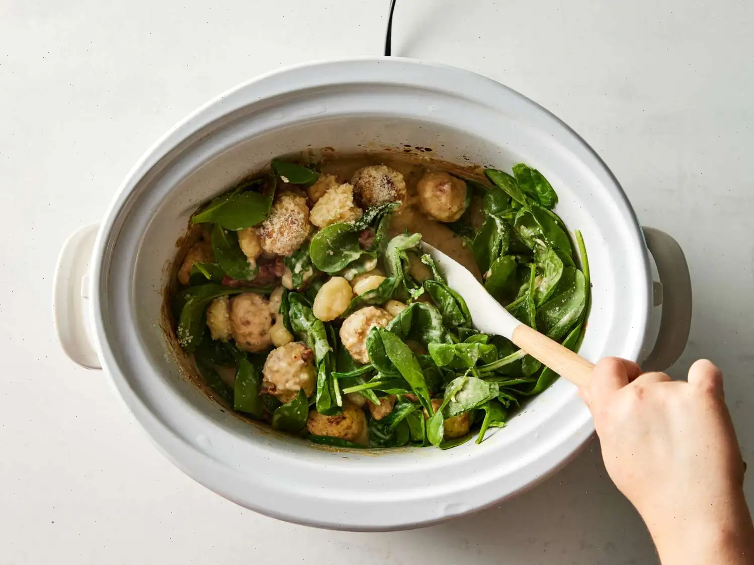 Slow Cooker Tuscan Chicken Meatballs with Gnocchi Recipe