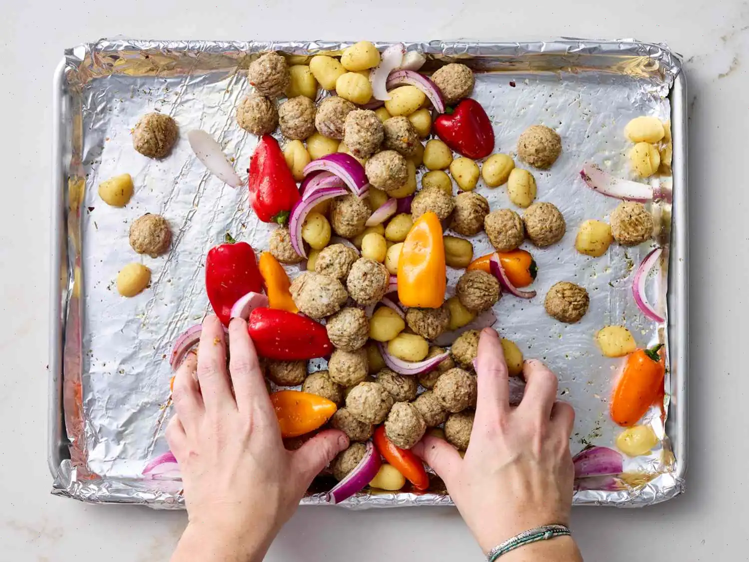 Meatball Gnocchi Sheet Pan Dinner Recipe