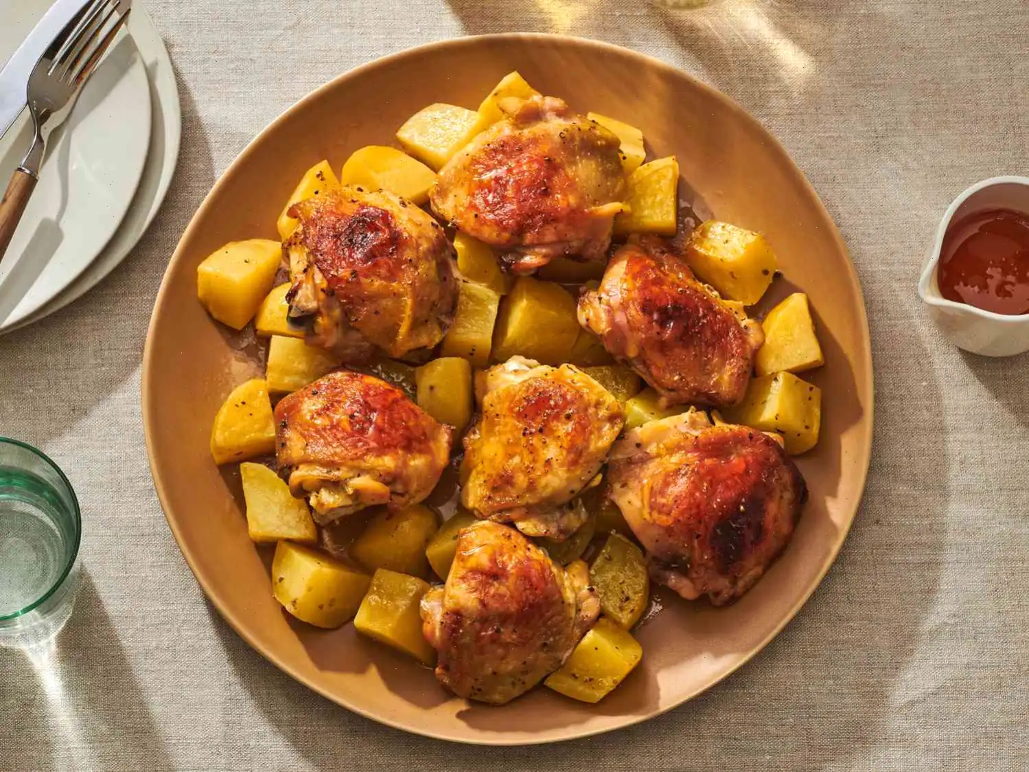 Greek Honey Mustard Roast Chicken and Potatoes Recipe