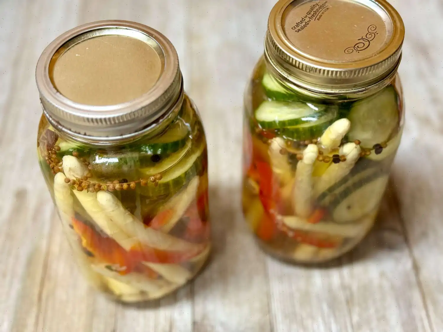Pickled White Asparagus, Cucumbers, and Peppers Recipe
