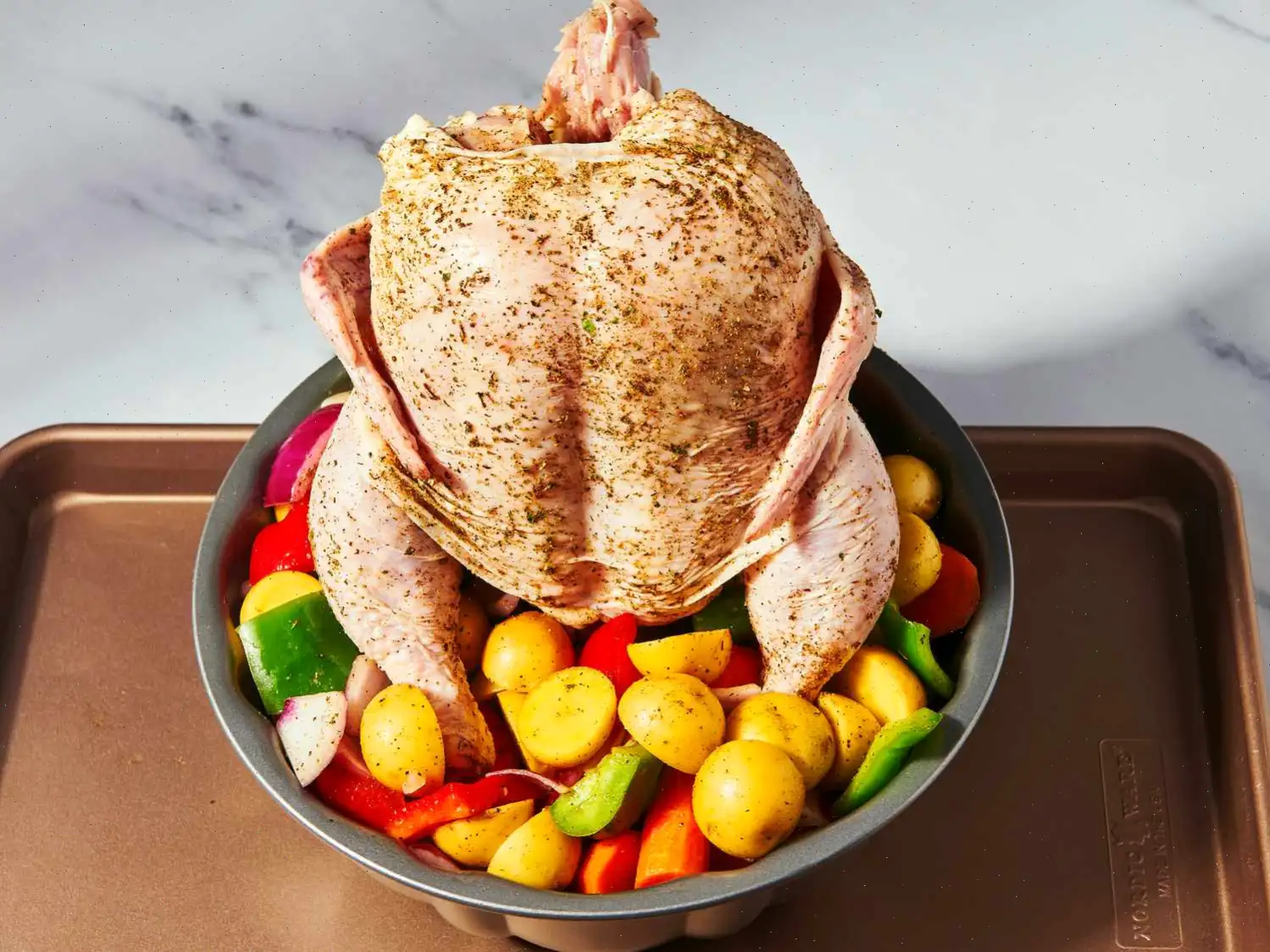 Easy Bundt Pan Roasted Greek Chicken and Vegetables Recipe