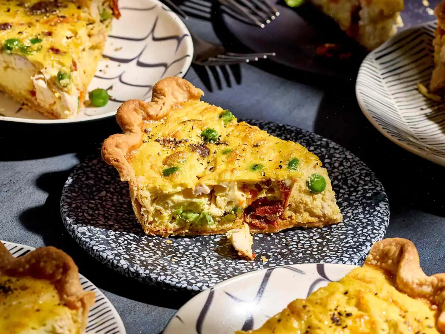 Sun-Dried Tomato, Chicken, and Veggie Quiche Recipe