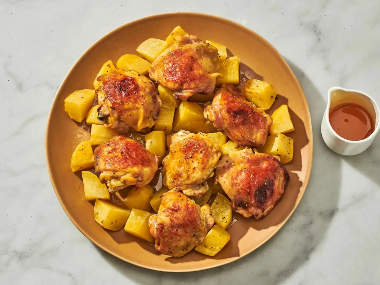 Greek Honey Mustard Roast Chicken and Potatoes Recipe