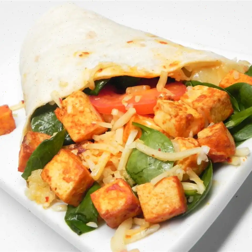 Spicy Baked Tofu and Spinach Wrap Recipe