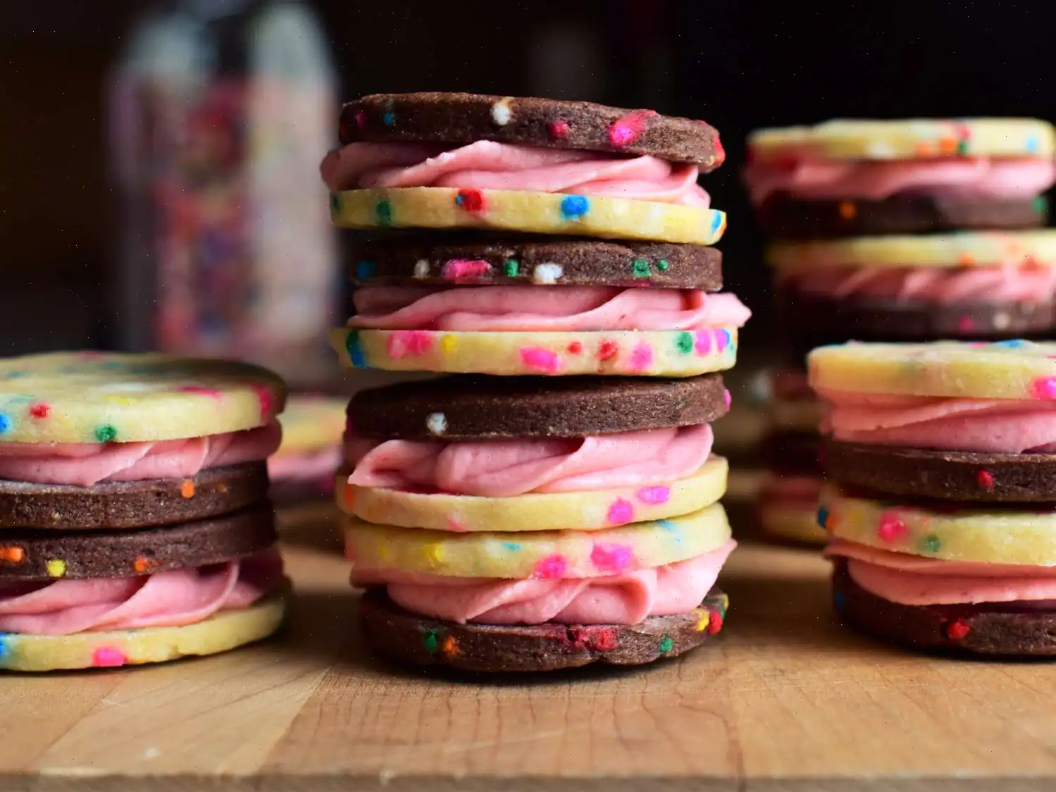 Neapolitan Funfetti Sandwich Cookies