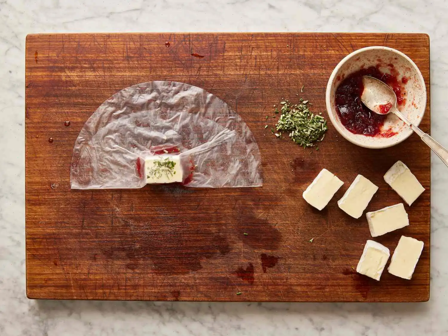 Crispy Brie and Cranberry Rice Paper Bites