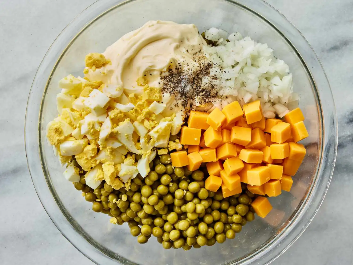 Green Pea Salad With Cheddar Cheese Recipe