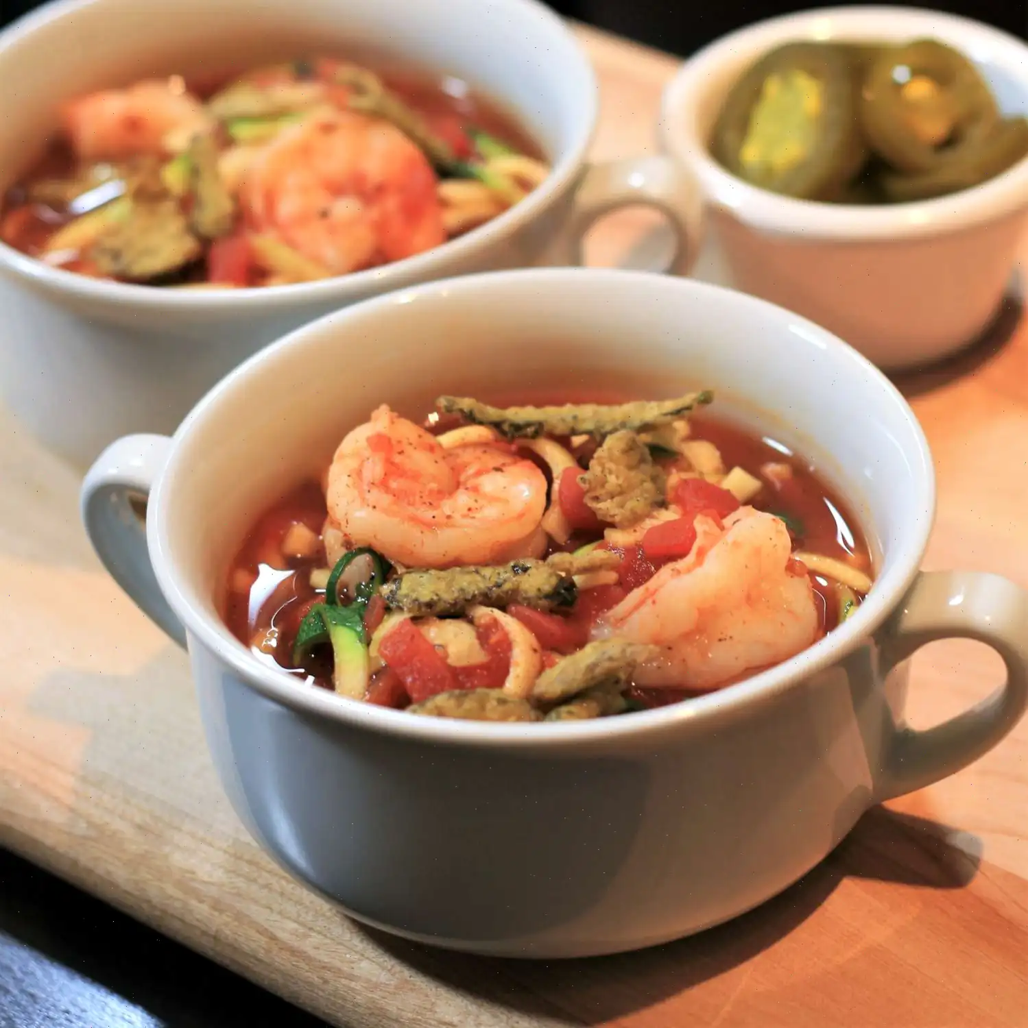 Spicy Shrimp Tortilla Soup with Zucchini Noodles Recipe