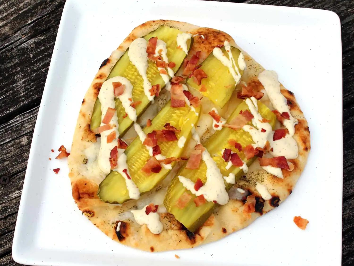 Bacon Dill Pickle Pizzas Recipe