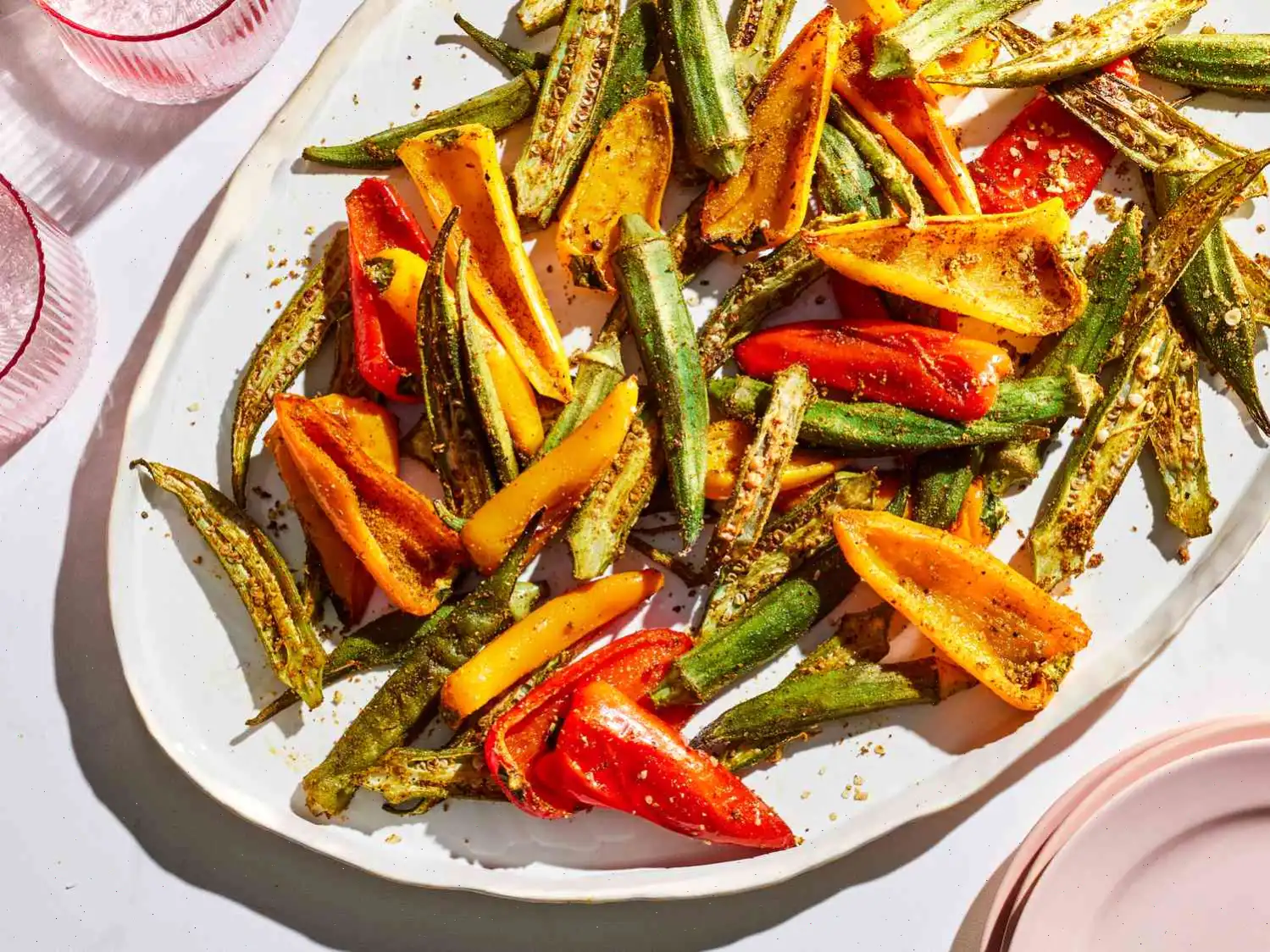 Spiced Roasted Okra with Mini Peppers Recipe