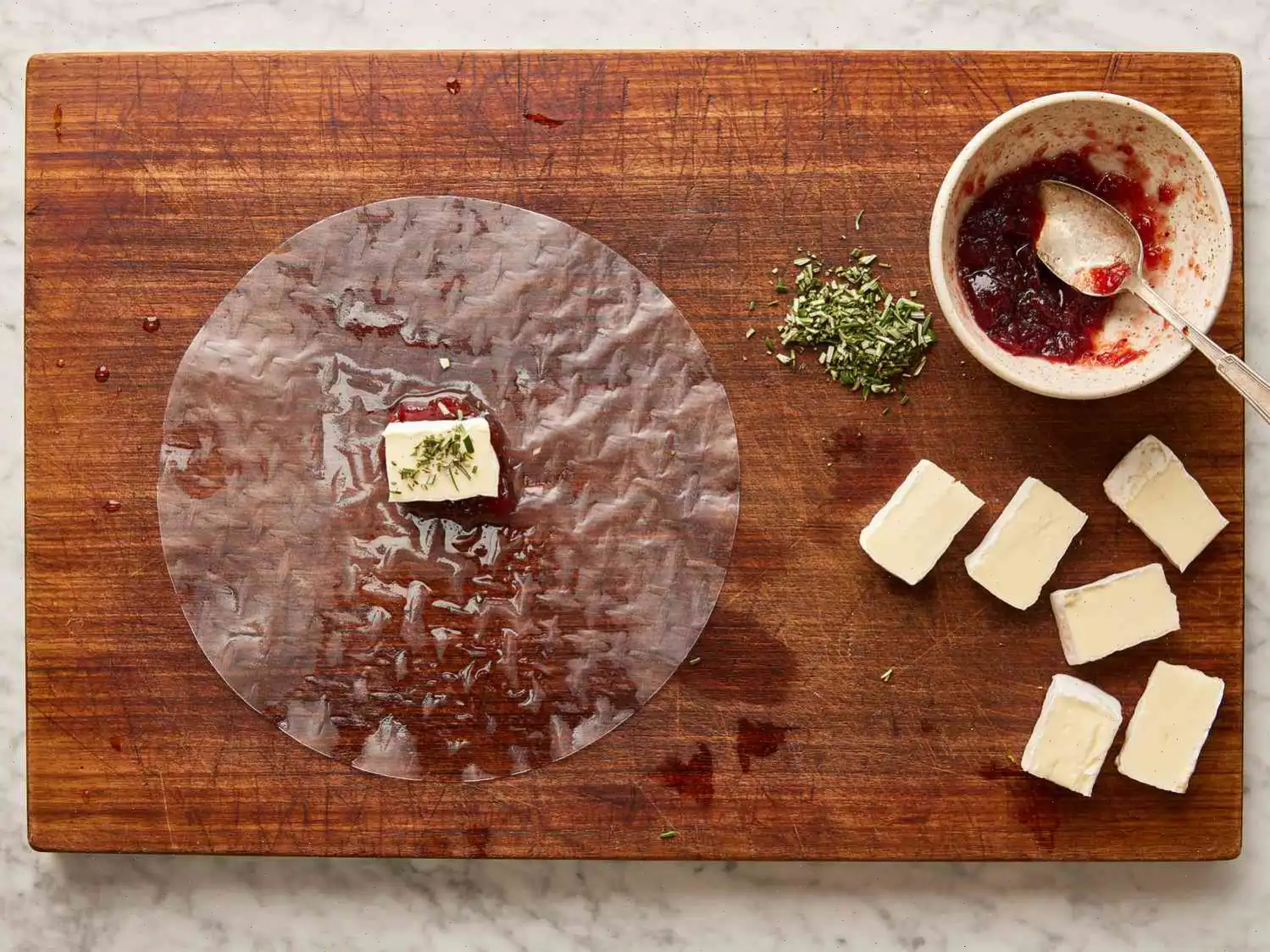 Crispy Brie and Cranberry Rice Paper Bites