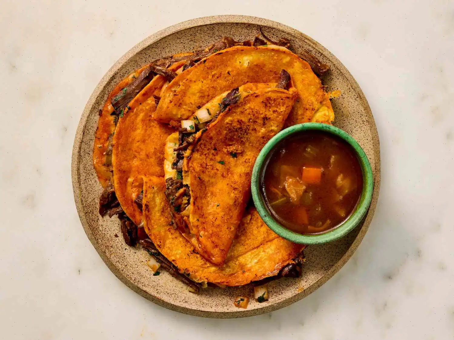 Beef Birria Queso Tacos with Consommé Recipe