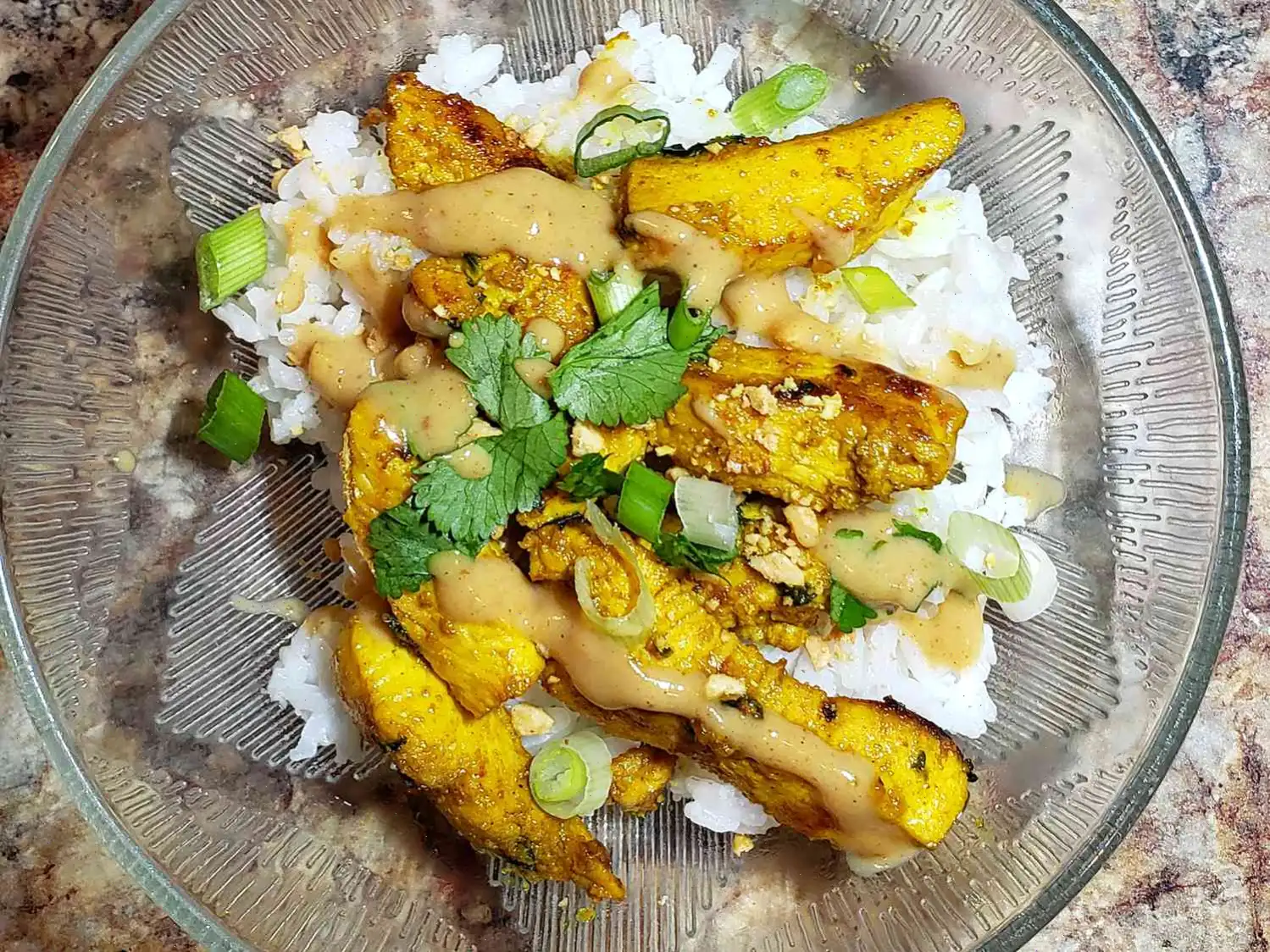 Chicken Satay Bowls with Spicy Peanut Sauce Recipe