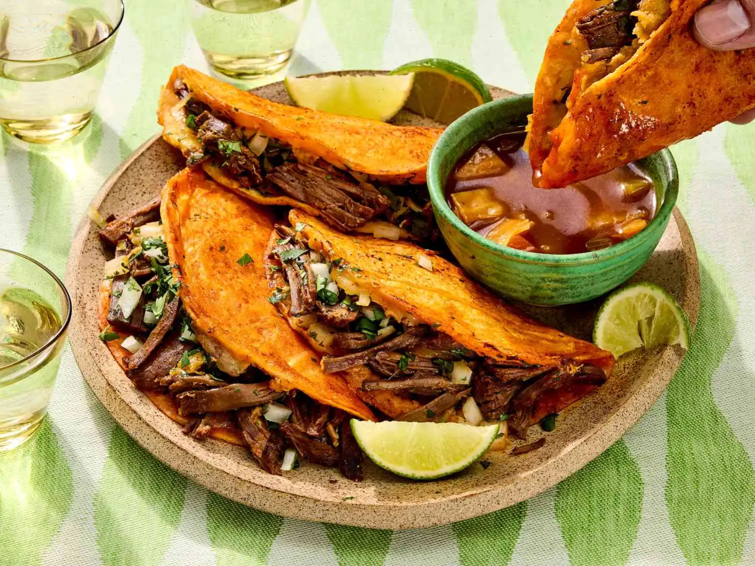 Beef Birria Queso Tacos with Consommé Recipe