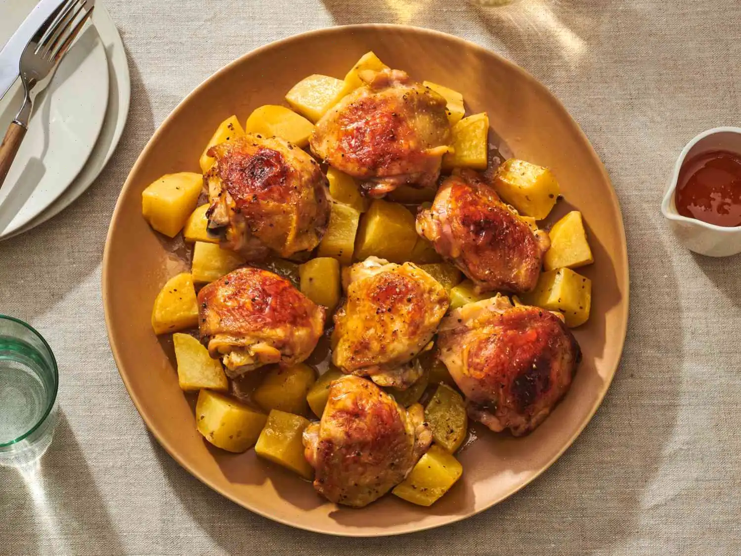 Greek Honey Mustard Roast Chicken and Potatoes Recipe