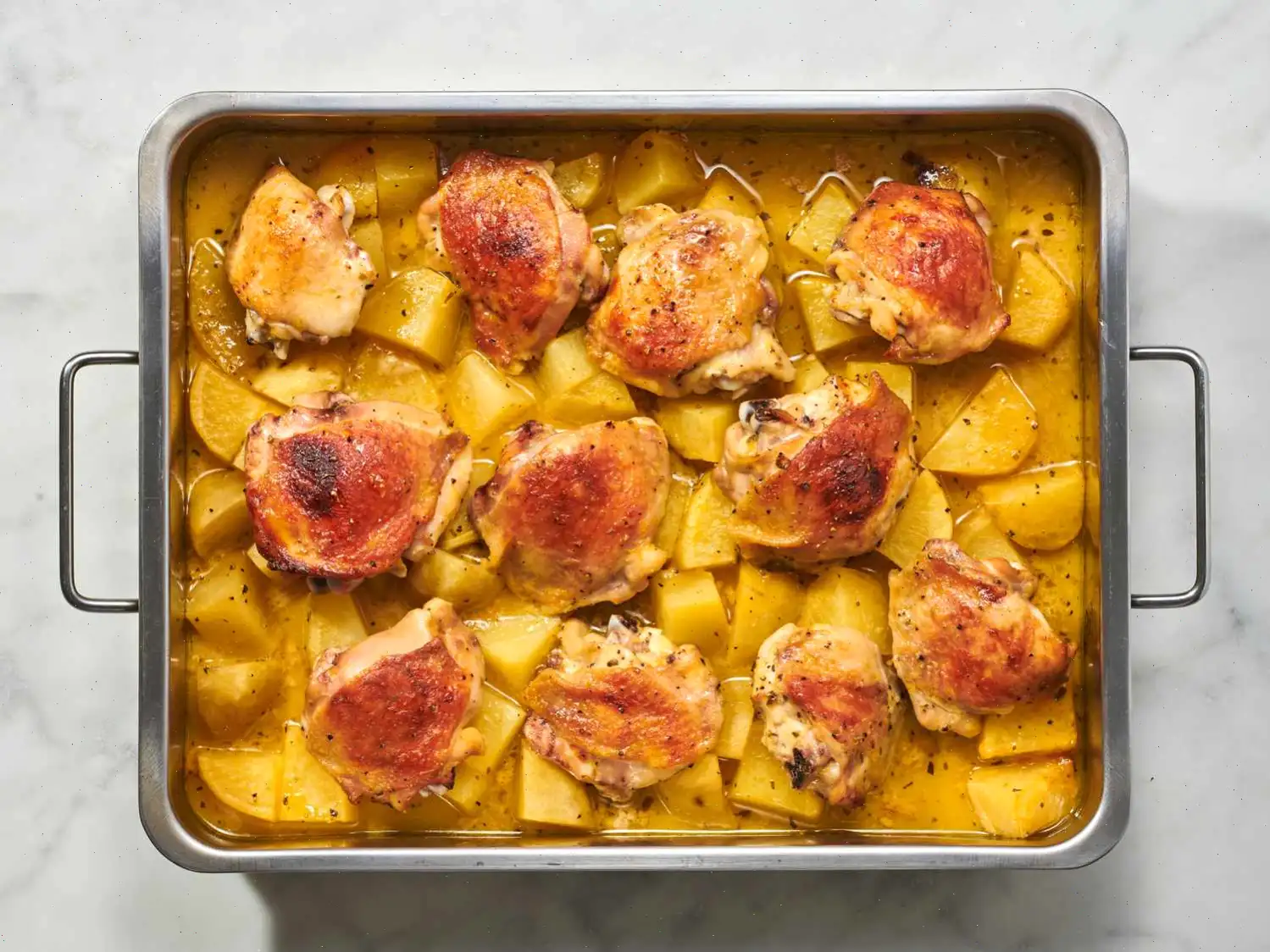 Greek Honey Mustard Roast Chicken and Potatoes Recipe