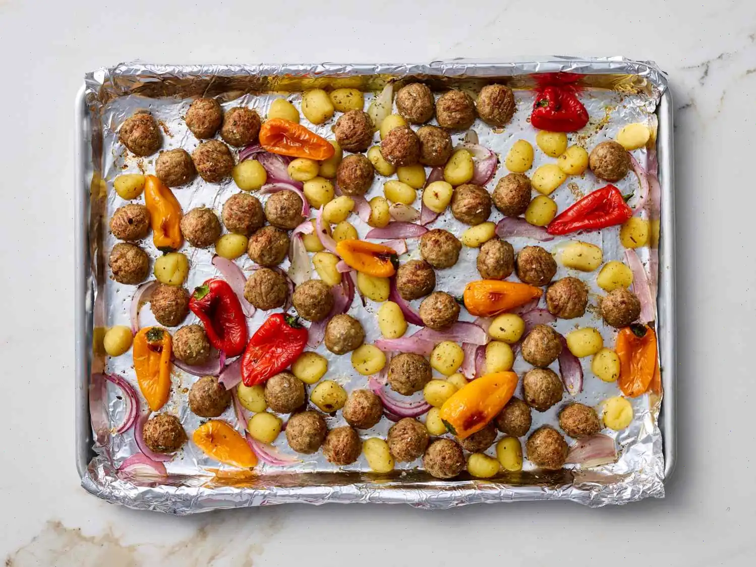 Meatball Gnocchi Sheet Pan Dinner Recipe