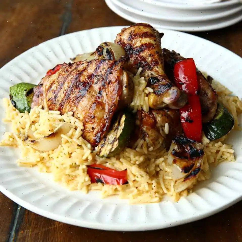 Grilled Chicken & Veggies Over Rice Recipe