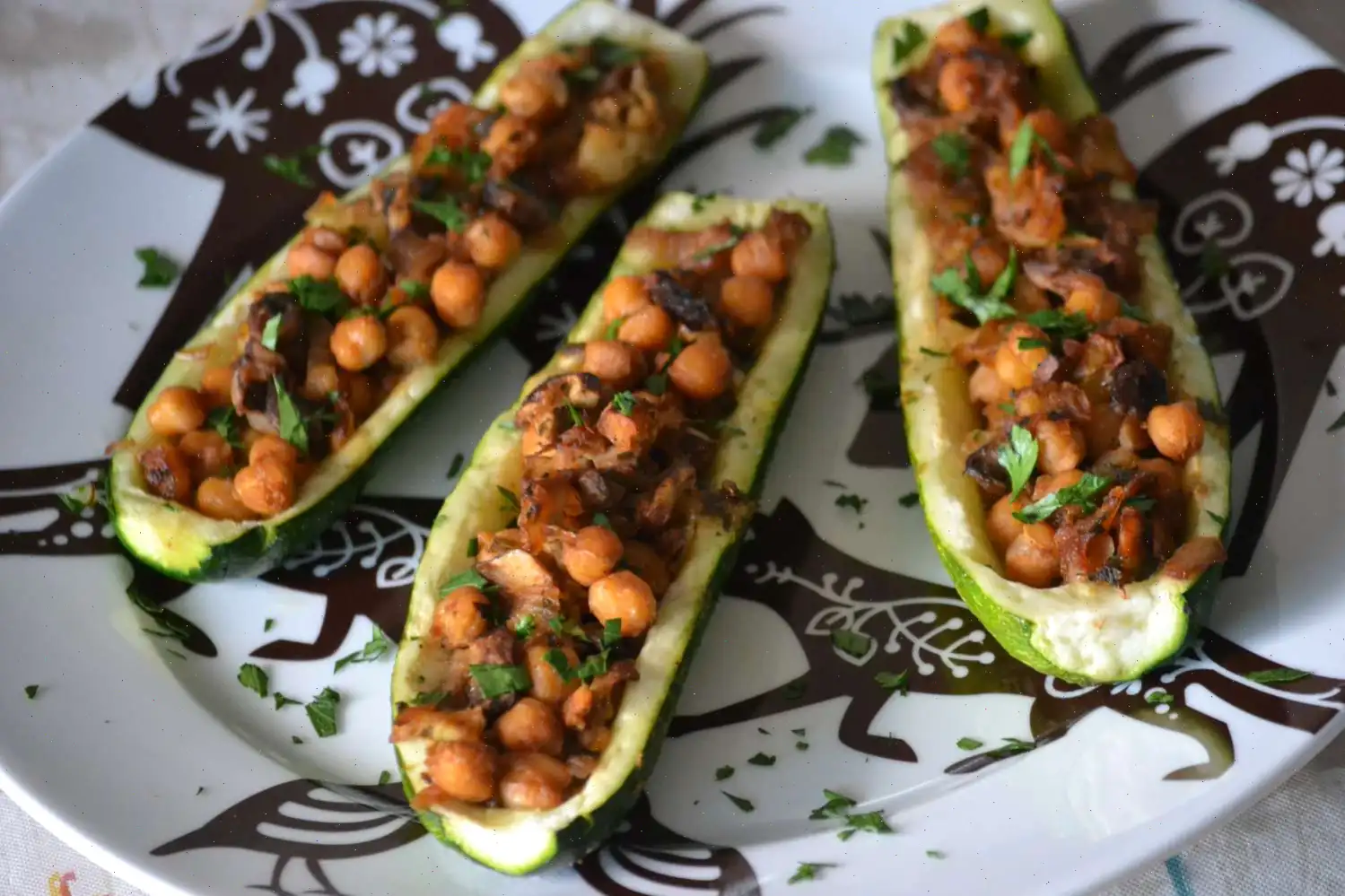 Zucchini with Chickpea and Mushroom Stuffing Recipe