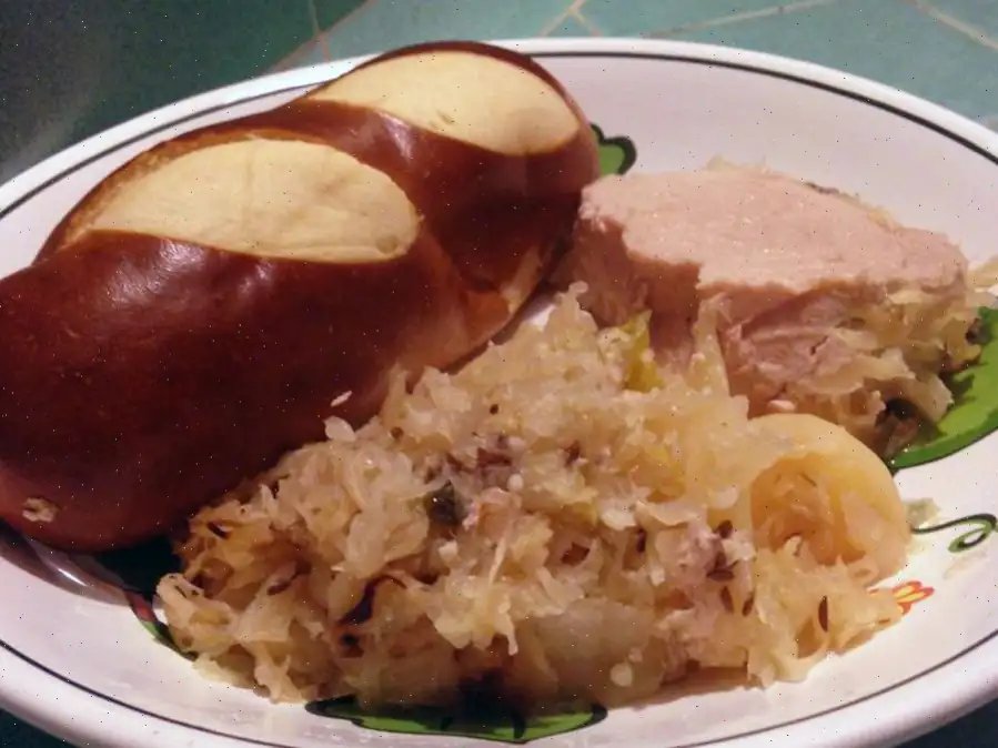 Slow Cooker German-Style Pork Roast with Sauerkraut and Potatoes Recipe
