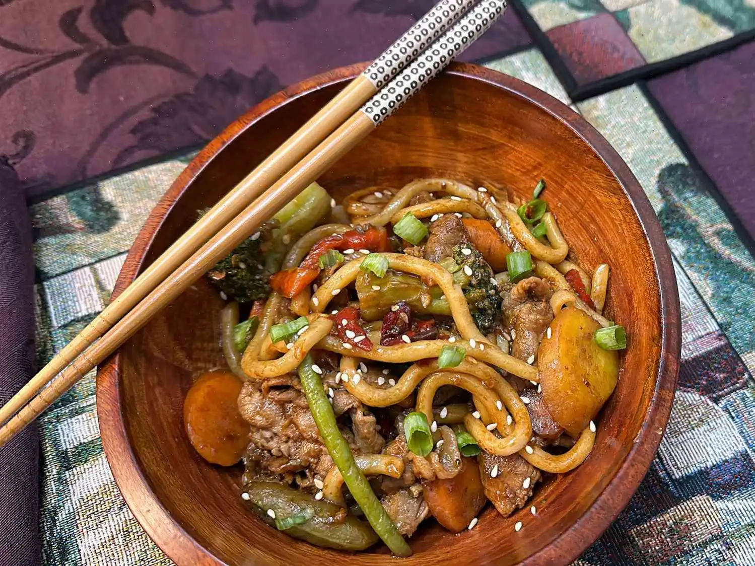 Spicy Vegetable Beef Udon Noodles Recipe