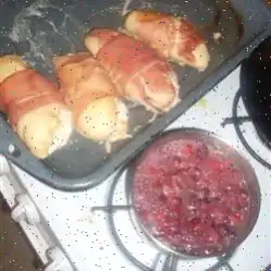 Prosciutto Wrapped Chicken Breasts with Orange-Cranberry Jus Recipe