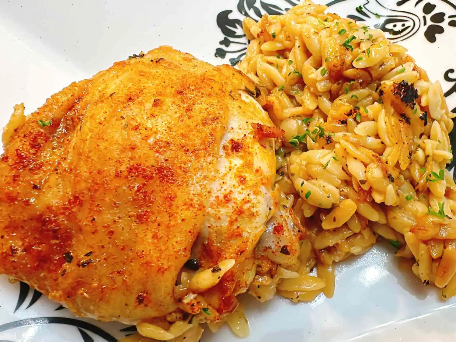 Chicken Thigh and Orzo Skillet Recipe