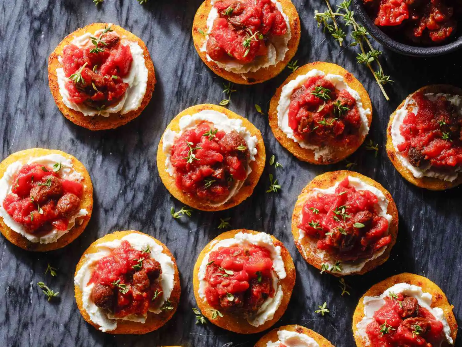 Crispy Polenta Bites with Jammy Tomato Topper Recipe