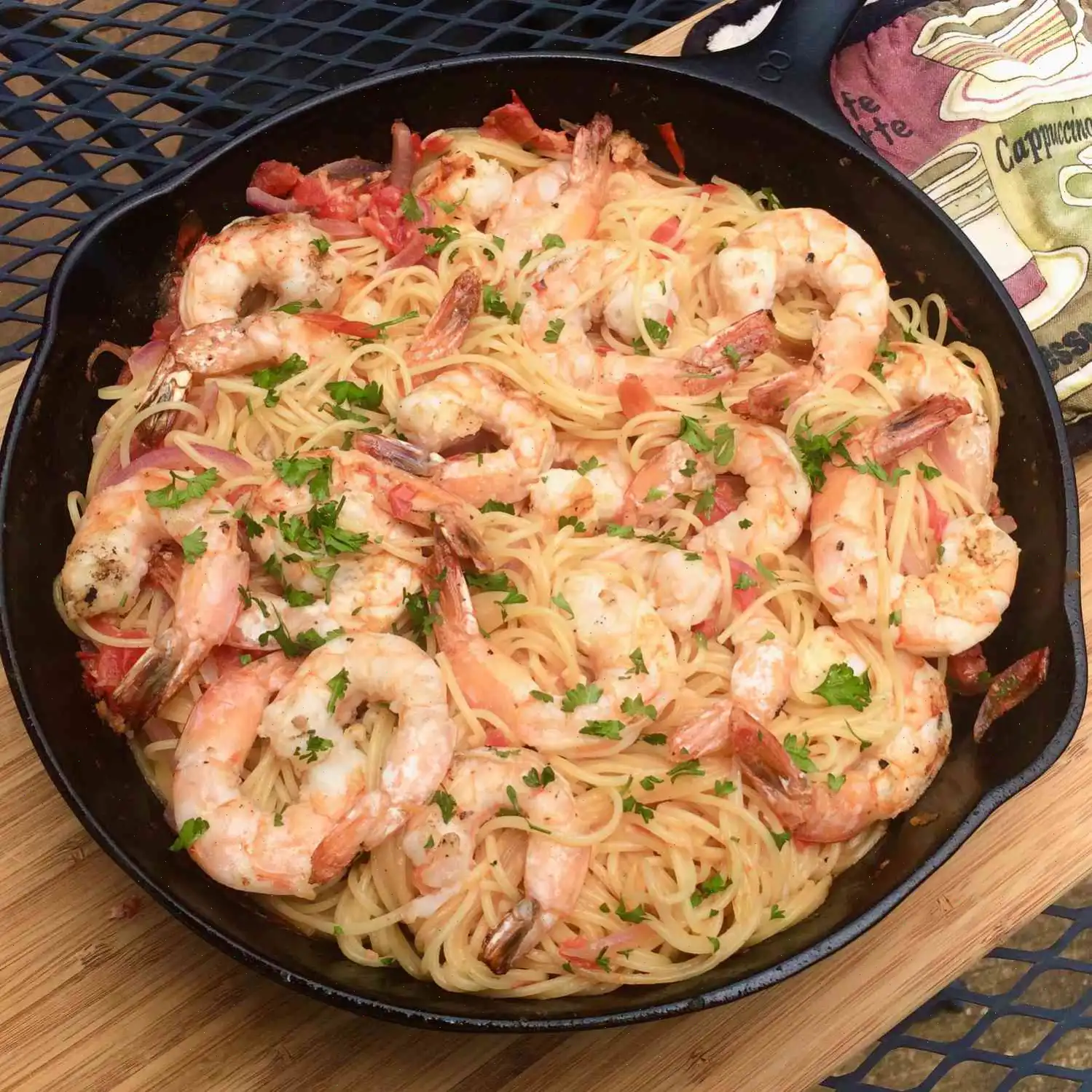 Grilled Shrimp with Fresh Tomato Sauce and Angel Hair Pasta Recipe