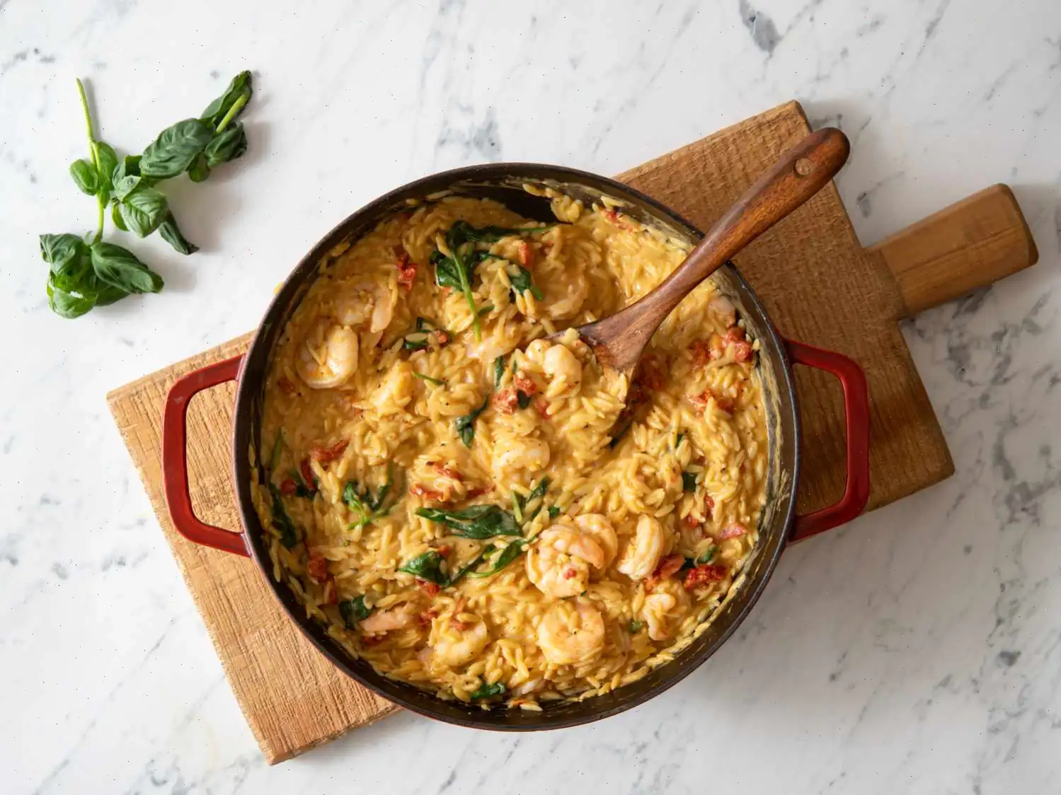 One Pot Tuscan Shrimp and Orzo Recipe